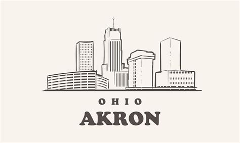 Premium Vector Akron Skyline Ohio