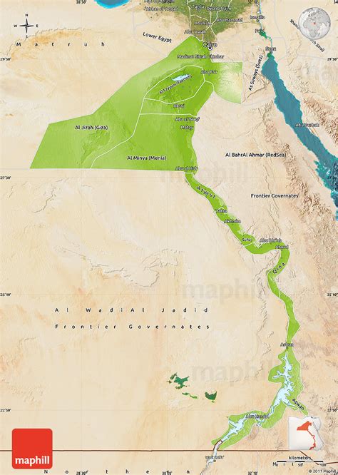 Physical Map Of Upper Egypt Satellite Outside