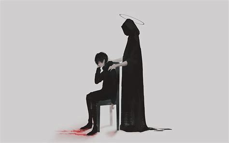 Hd Wallpaper Anime Boy The Reaper Sad Full Length One Person Copy Space Wallpaper Flare