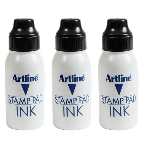 3 X Artline Stamp Pad Inks 50cc Stamp Pad Ink Refill Black