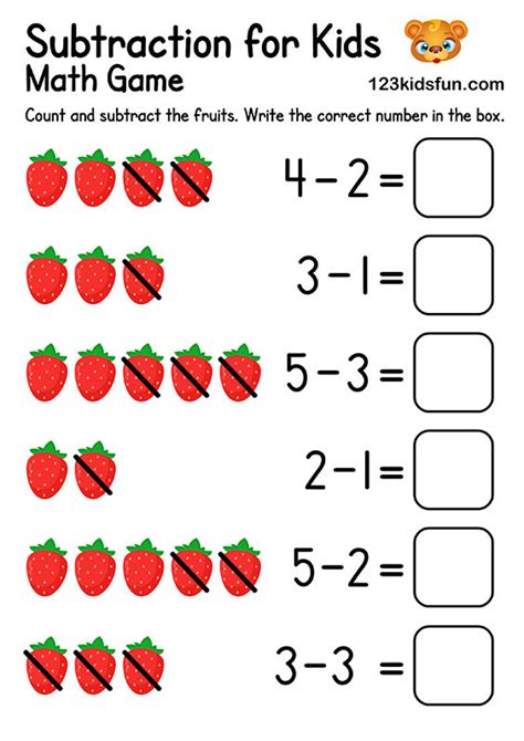 25 Free Kindergarten Subtraction Worksheets