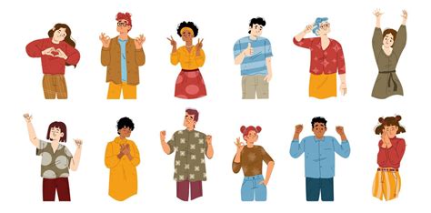 Happy People Positive Gestures Body Language 15918055 Vector Art At