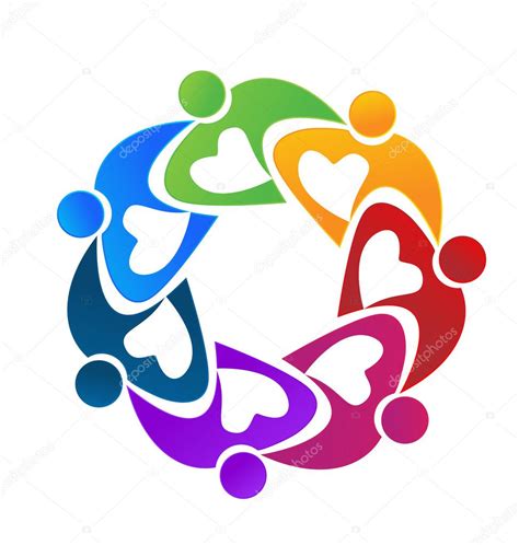 Teamwork Hearty People Flower Concept Of Union Logo Stock Vector By