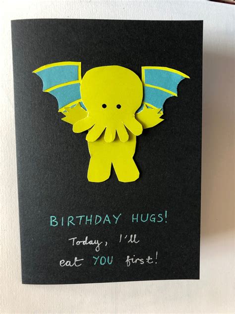 Cthulhu Greetings Card Birthday Cute Cthulhu Birthday Etsy