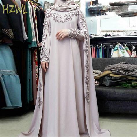 Dusty Tulle Chiffon Appliques Muslim Prom Dresses 2022 O Neck Formal Evening Party Gowns With