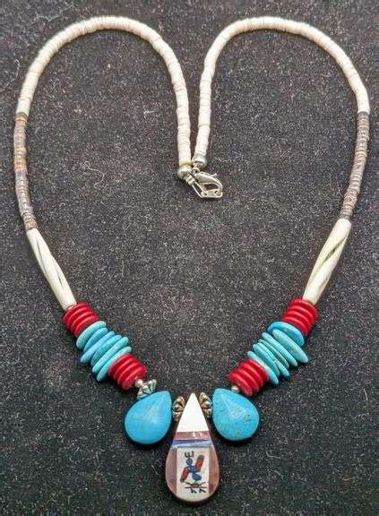 Beaded Turquoise Necklace With Pendant Isabell Auction