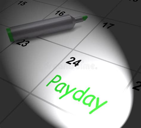 Payday Calendar Displays Salary Or Wages For Employment Stock