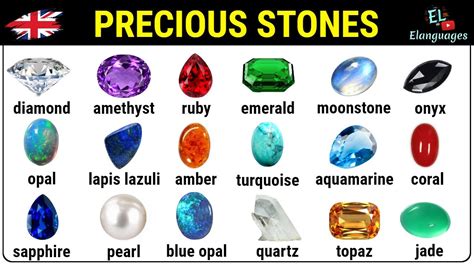 Precious Stones Gemstones Jewels In English Vocabulary With Pictures Learn English Youtube