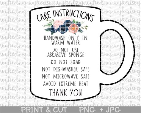 Mug Care Card Png Print And Cut Care Card Floral Png Etsy Canada