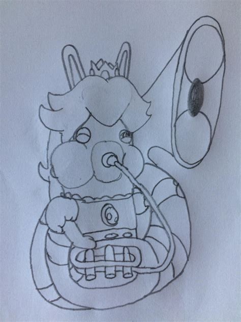 Rabbid Peach Playing The Sousaphone By Puffedcheekedblower On Deviantart