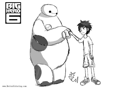 Big Hero Coloring Pages Hiro And Baymax Fistbump By