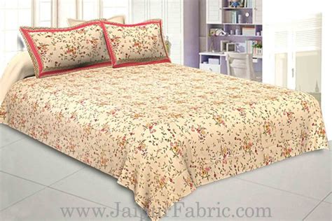 Pure Cotton 240 Tc Double Bedsheet In Blue Seamless Floral Print
