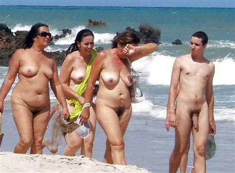 Boy With Huge Uncut Long Cock Walking On A Beach With Mother S Huge Tits And Hairy Pussy