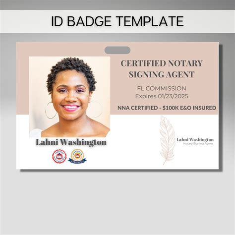 Vertical Id Badge Notary And Loan Signing Agents Template Etsy Loan