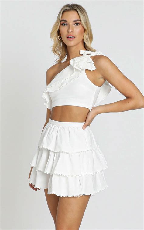 Rooftop Spritz Two Piece Mini Skirt Set In White Showpo Eu