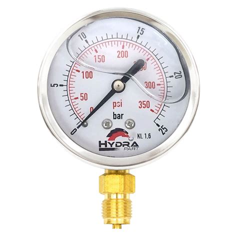 Hydra Part 63mm Glycerine Hydraulic Pressure Gauge 0 360 Psi 25 Bar 1