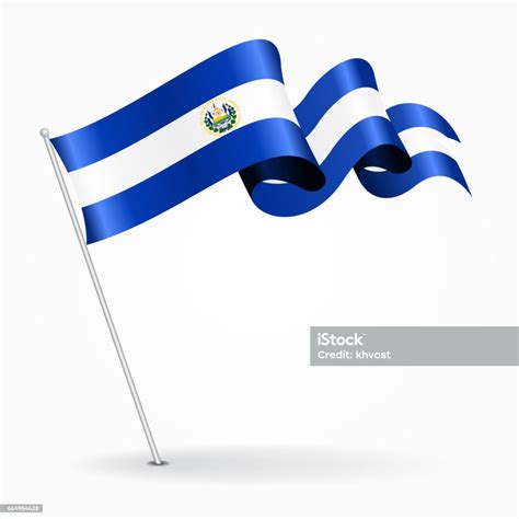 Ilustración De El Salvador Bandera Ondulada De Pin Ilustración De