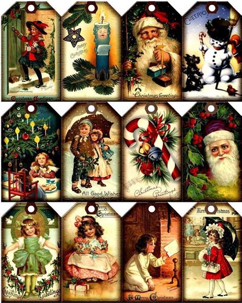 12 Christmas Victorian Children Thick 155 Paper Craft Card Tag