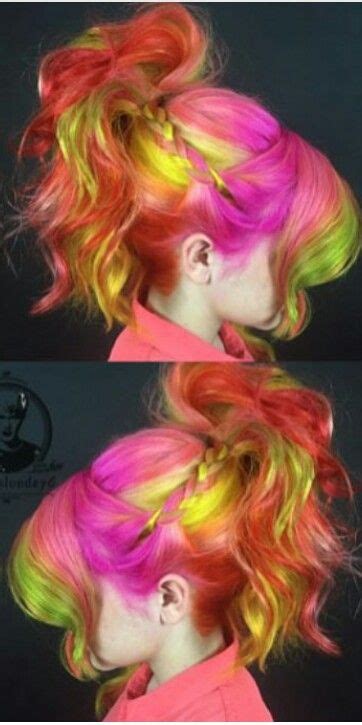 I had to be really careful with what i was doing. Pink yellow orange dyed hair color | Hair styles, Dyed ...