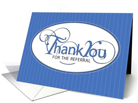 Referral Thank You Business Blue Black White With Stripes Card