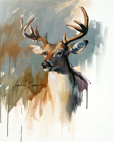 Buck Whitetail Deer Art Print Jen Brandon Studio