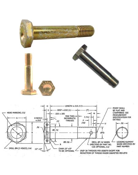 Nas 6604 Series Steel Cadmium Plated Shear Hex Head Machine Bolt