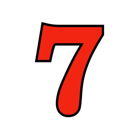 A Red Number Seven On A White Background