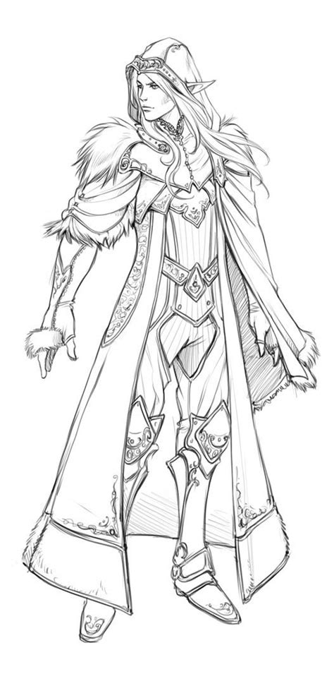Female Elf Bard Coloring Page