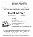 Traueranzeigen von Horst Körner | Trauer & Gedenken