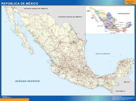 Mapa de satélite de méxico: Mapa Mexico | Mapas Murales España y el Mundo