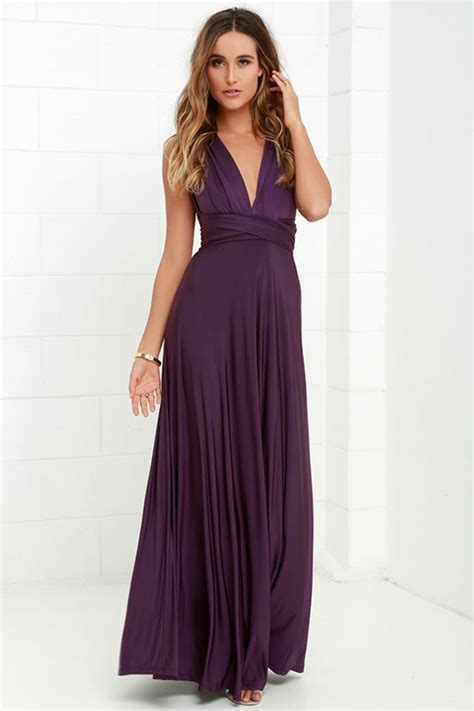 Always Stunning Convertible Purple Maxi Dress
