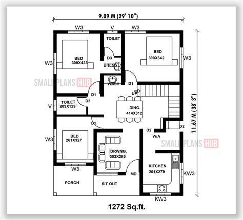 3 Bedroom House Plans 1250 Sq Ft House Design Ideas
