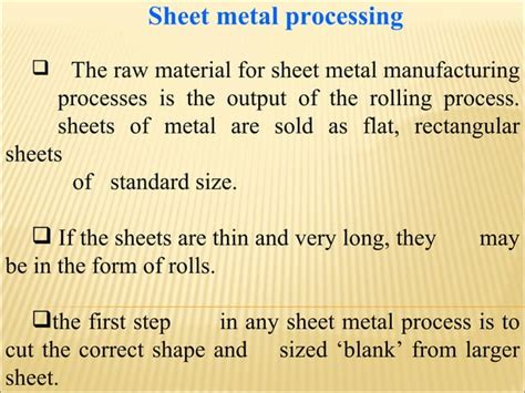 Sheet Metal Operations1class Ppt
