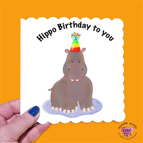 Hippopotamus Birthday Card Hippo Birthday To You Hippo Pun Etsy