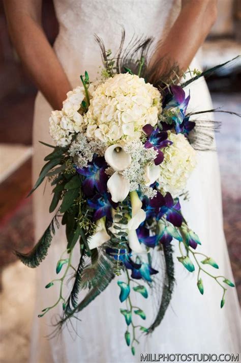 Unique Hanging Wedding Bouquets Cascading Explosion Of Violet Bridal
