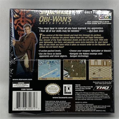 Star Wars Episode I Obi Wans Adventures Gameboy Color Gbc Sealed D7