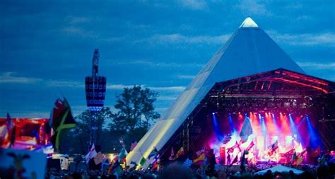 The Pyramid Stage All Lit Up At Dusk During A Performance At The 2007