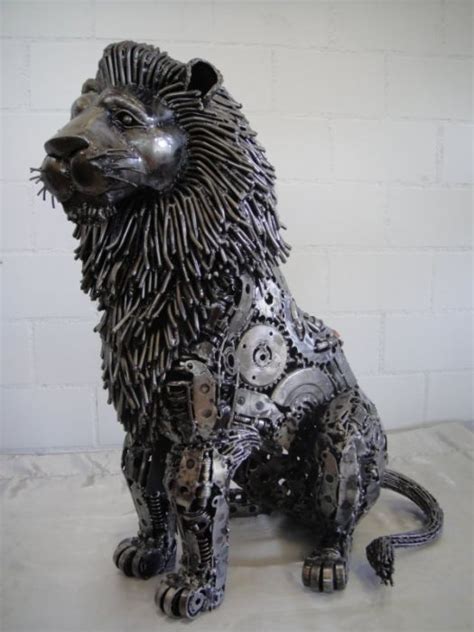 Lion Figure Statue Scrap Metal Art Life Full Size For Sale Scrap