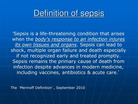 It is characterized by an inflammatory state of the entire body, caused by an infection. PPT - SEPSIS PowerPoint Presentation, free download - ID ...