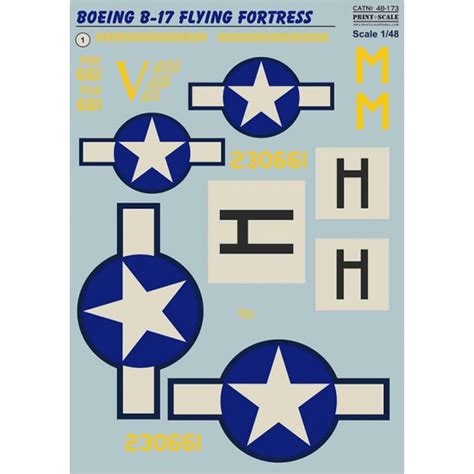 Decals For 148 Boeing B 17 Flying Fortress Prs48 173 Bna Model World