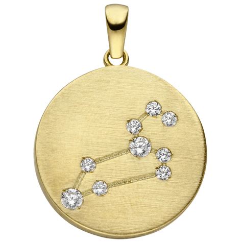 August geburtstag hat, ist im sternzeichen löwe geboren. Anhänger Sternzeichen Löwe mit 9 Zirkonia 333 Gold ...