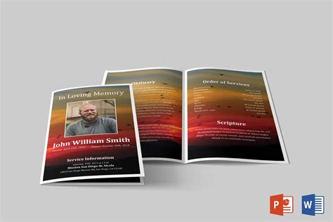 Sunset Funeral Program Template Funeral Program Template Etsy