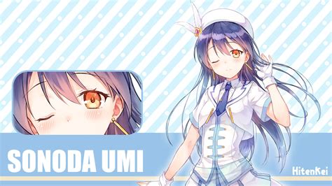 Anime Anime Girls Sonoda Umi Love Live Winking Long Hair Blue Hair
