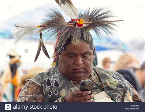 Modern Native American In Traditional Pow Wow Clothing