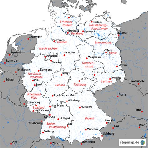 Deutschland mit Ländern und Städten von Corbis Landkarte für Deutschland alle Bundesländer