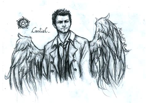 Castiel By Moonsstorm On Deviantart We Heart It Angel Drawing