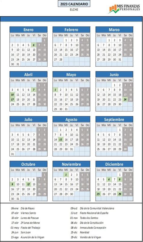 Calendario Laboral Elche 2023 Mis Finanzas Personales