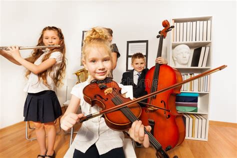 Performance Of Kids Who Play Musical Instruments Stock Image Image Of
