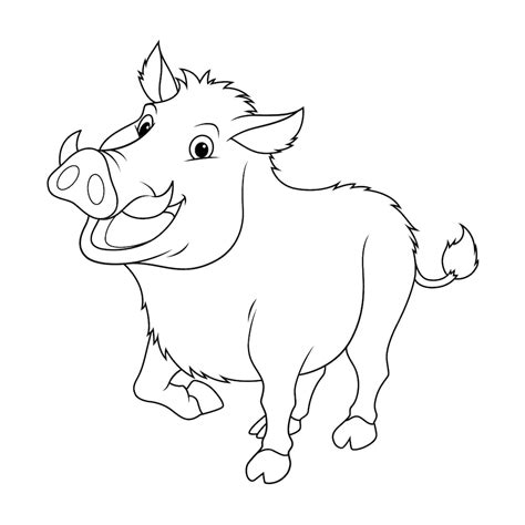 Premium Vector Wild Boar Cartoon Animal Illustration Bw