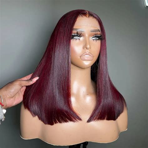 X Lace Burgundy Short Bob Wig Human Hair Lace Front Wig Brown Straight Short Bob Wigs Color